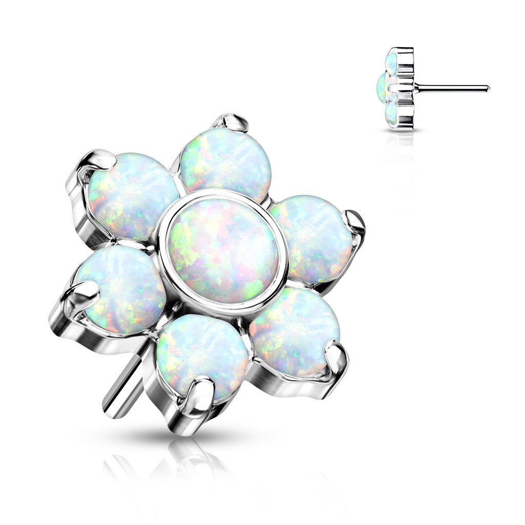 Flower w/ Gems | Titanium Threadless Top For Nose, Ears & Lip - Avanti Body Jewelry