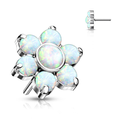 Flower w/ Gems | Titanium Threadless Top For Nose, Ears & Lip - Avanti Body Jewelry