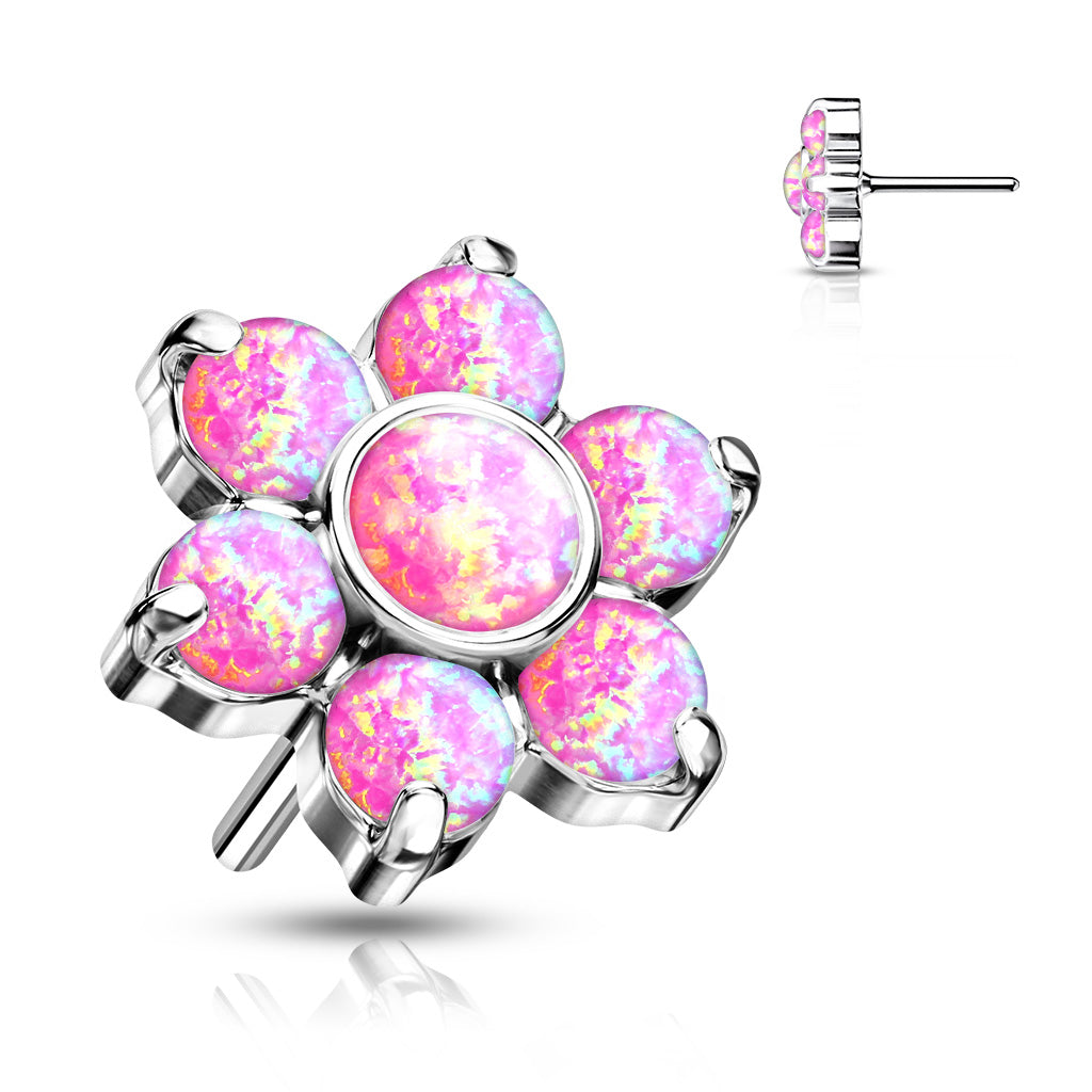 Flower w/ Gems | Titanium Threadless Top For Nose, Ears & Lip - Avanti Body Jewelry