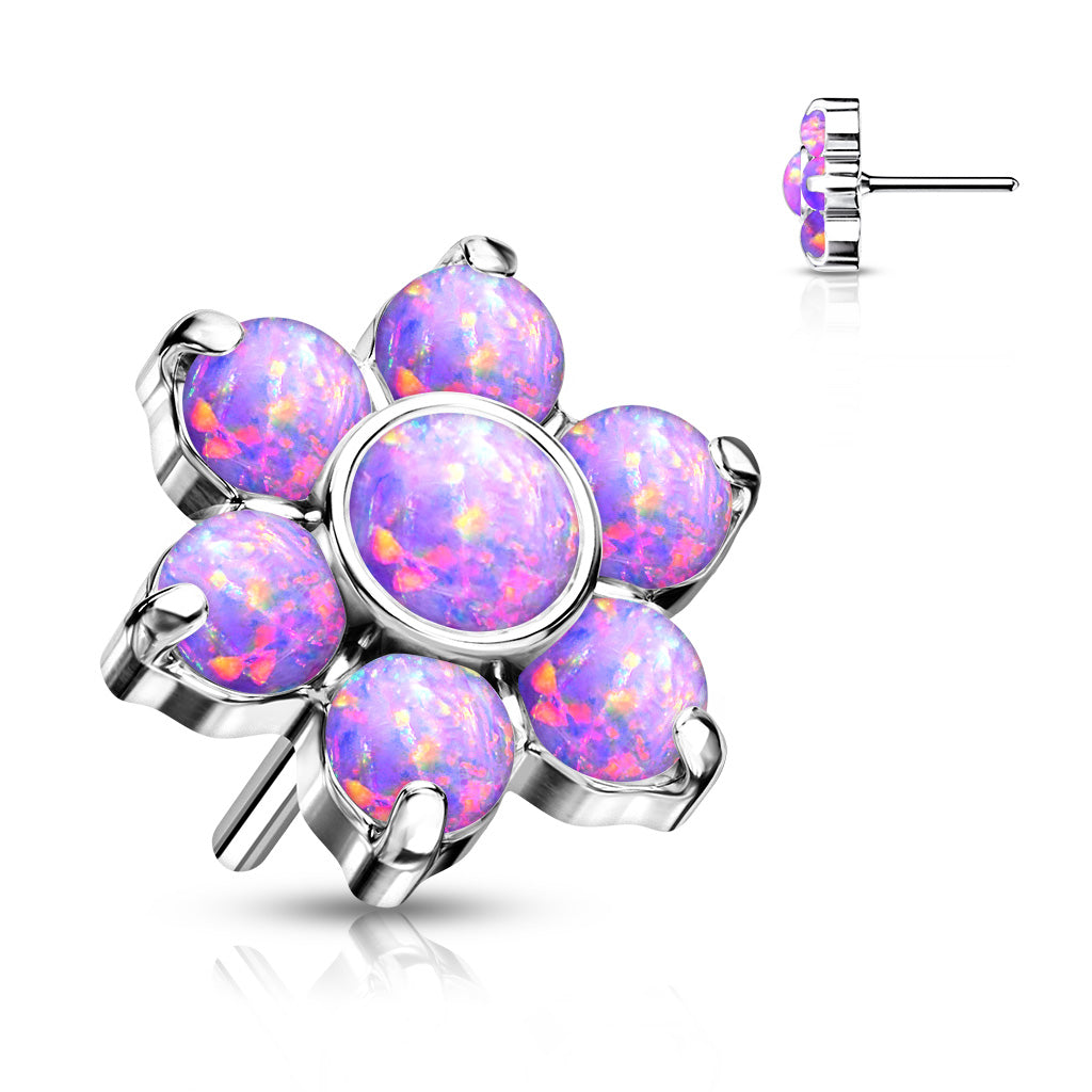 Flower w/ Gems | Titanium Threadless Top For Nose, Ears & Lip - Avanti Body Jewelry