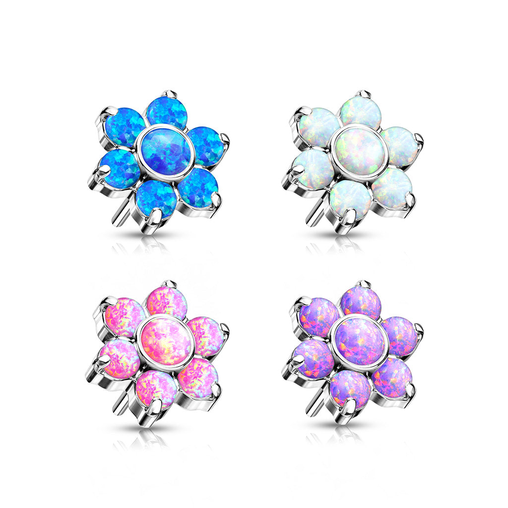 Flower w/ Gems | Titanium Threadless Top For Nose, Ears & Lip - Avanti Body Jewelry