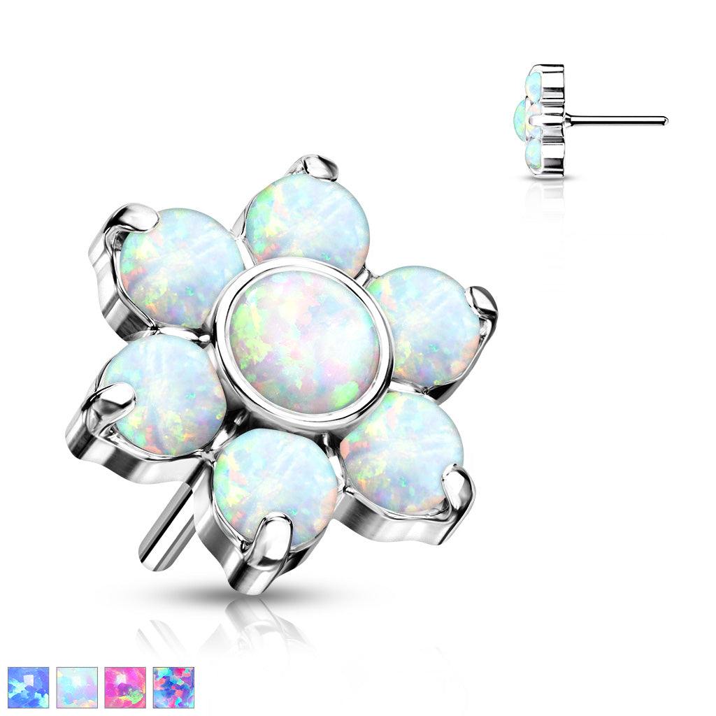 Flower w/ Gems | Titanium Threadless Top For Nose, Ears & Lip - Avanti Body Jewelry