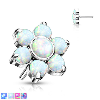 Flower w/ Gems | Titanium Threadless Top For Nose, Ears & Lip - Avanti Body Jewelry