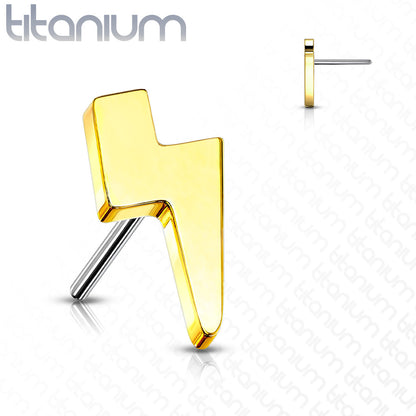 Lightning Bolt Titanium Threadless Top For Nose & Ears - Avanti Body Jewelry