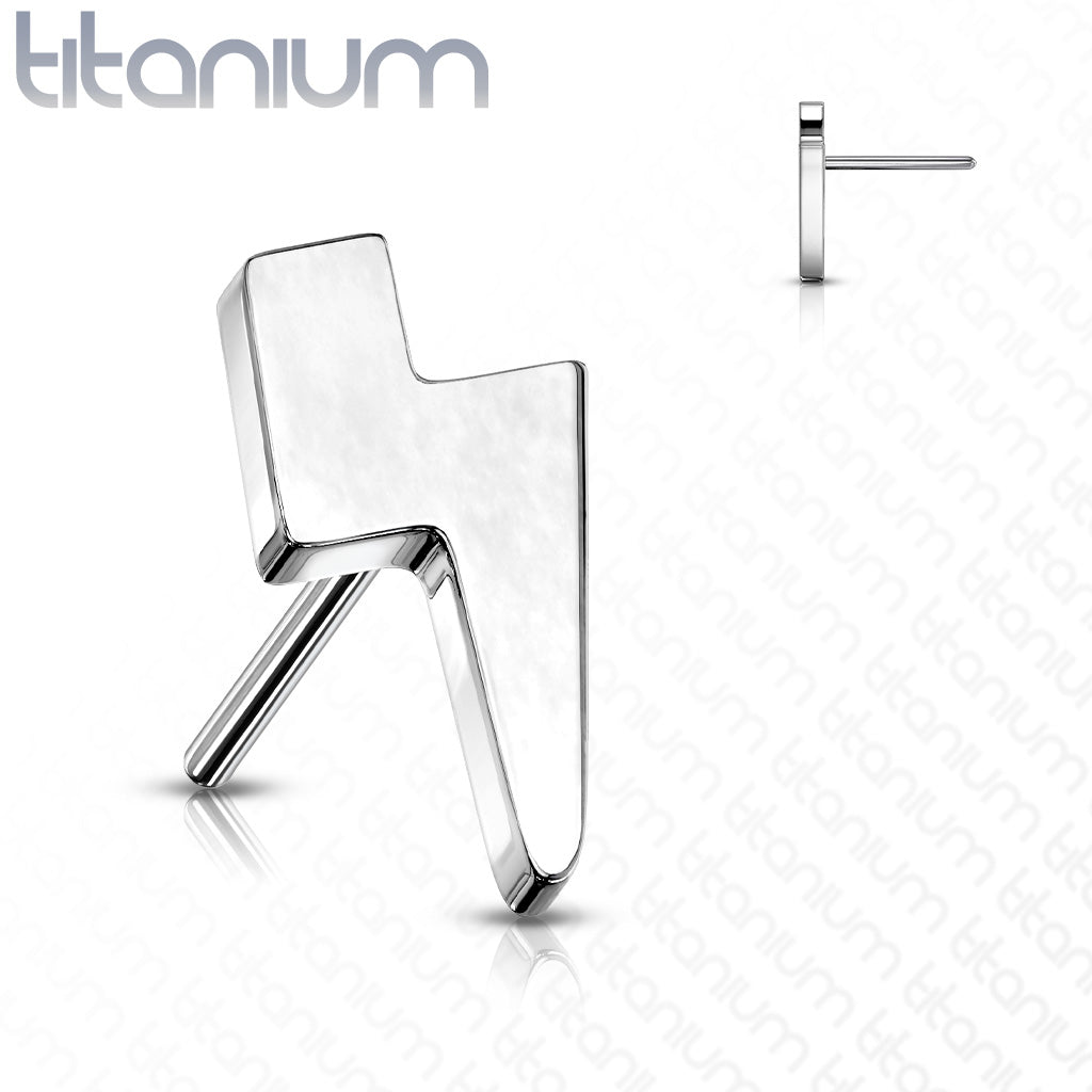 Lightning Bolt Titanium Threadless Top For Nose & Ears - Avanti Body Jewelry