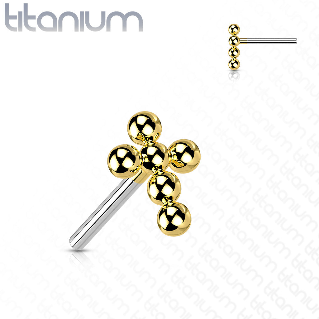 Beaded Cross | Titanium Threadless Top For Nose, Ears & Lip - Avanti Body Jewelry