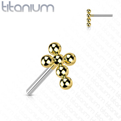Beaded Cross | Titanium Threadless Top For Nose, Ears & Lip - Avanti Body Jewelry