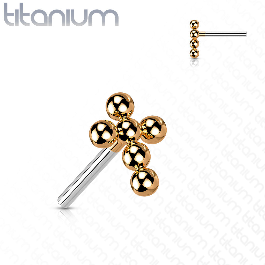 Beaded Cross | Titanium Threadless Top For Nose, Ears & Lip - Avanti Body Jewelry