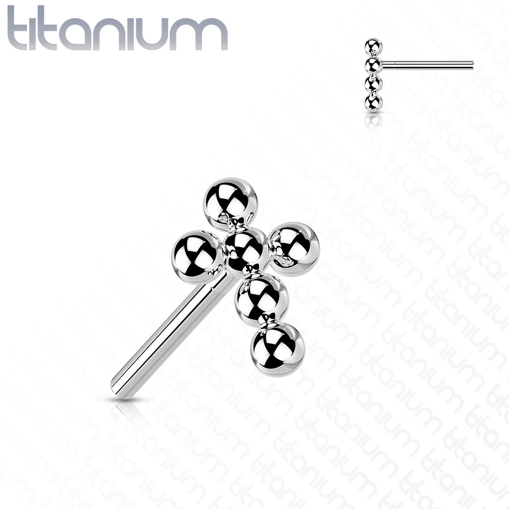Beaded Cross | Titanium Threadless Top For Nose, Ears & Lip - Avanti Body Jewelry