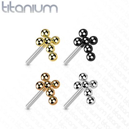Beaded Cross | Titanium Threadless Top For Nose, Ears & Lip - Avanti Body Jewelry