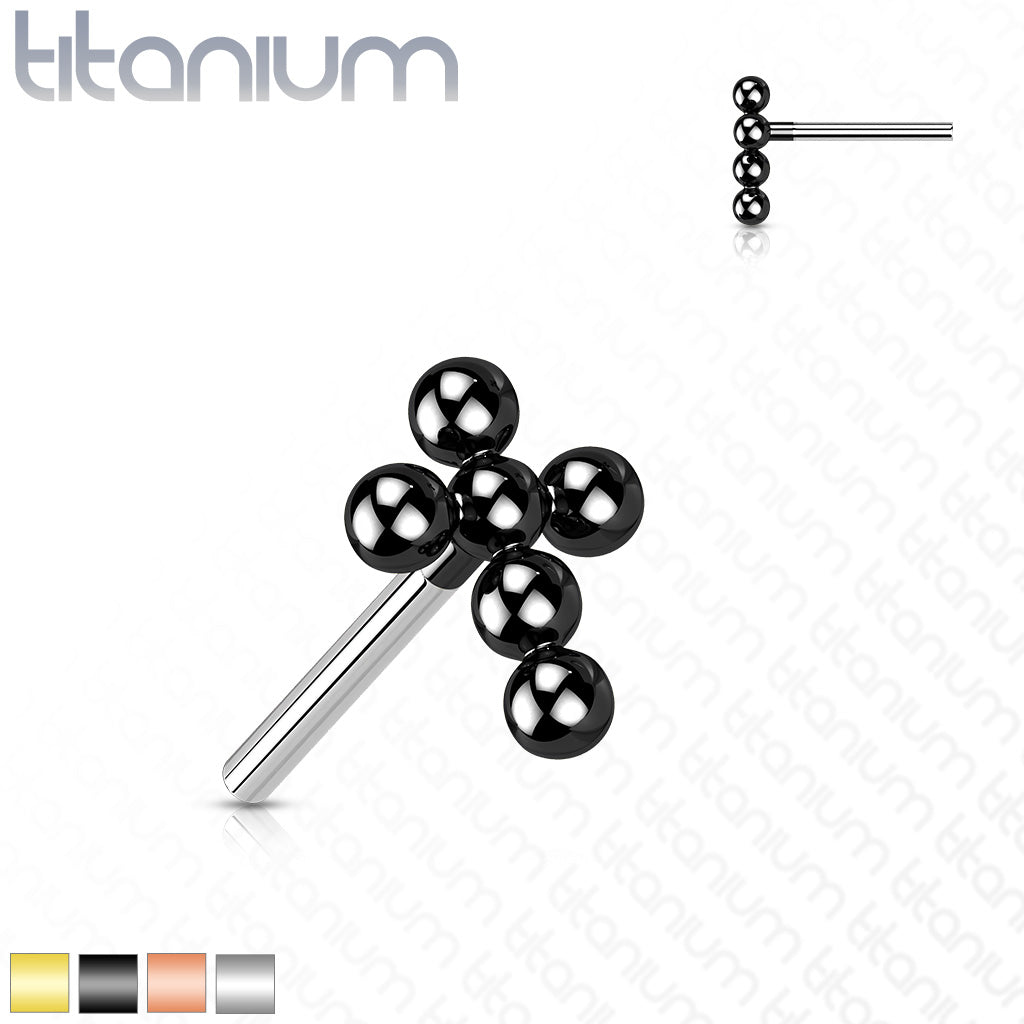 Beaded Cross | Titanium Threadless Top For Nose, Ears & Lip - Avanti Body Jewelry