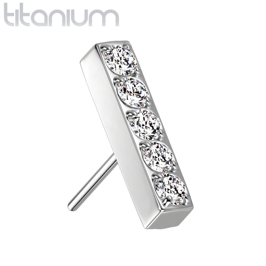 5 Gem Straight Bar | Titanium Threadless Top For Nose, Ears & Lip - Avanti Body Jewelry