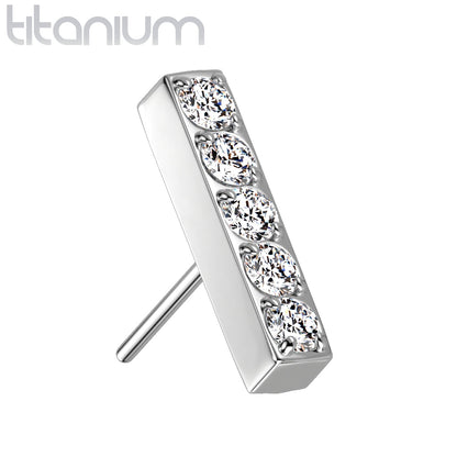 5 Gem Straight Bar | Titanium Threadless Top For Nose, Ears & Lip - Avanti Body Jewelry