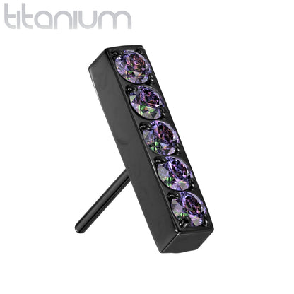 5 Gem Straight Bar | Titanium Threadless Top For Nose, Ears & Lip - Avanti Body Jewelry