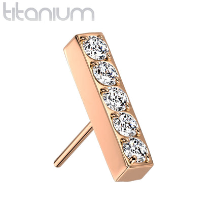 5 Gem Straight Bar | Titanium Threadless Top For Nose, Ears & Lip - Avanti Body Jewelry