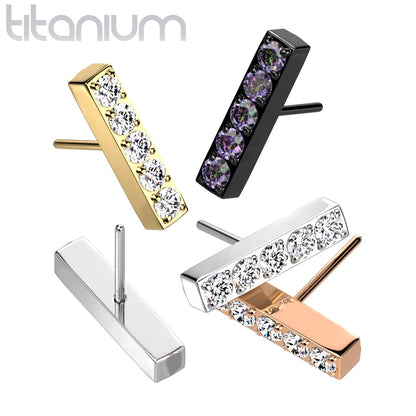 5 Gem Straight Bar | Titanium Threadless Top For Nose, Ears & Lip - Avanti Body Jewelry