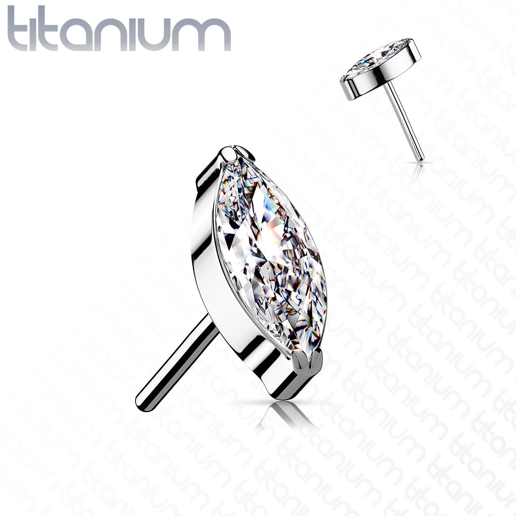 Marquise Gem | Titanium Threadless Top For Nose, Ears & Lip - Avanti Body Jewelry