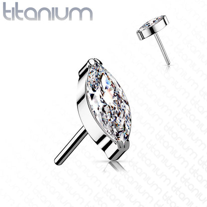 Marquise Gem | Titanium Threadless Top For Nose, Ears & Lip - Avanti Body Jewelry