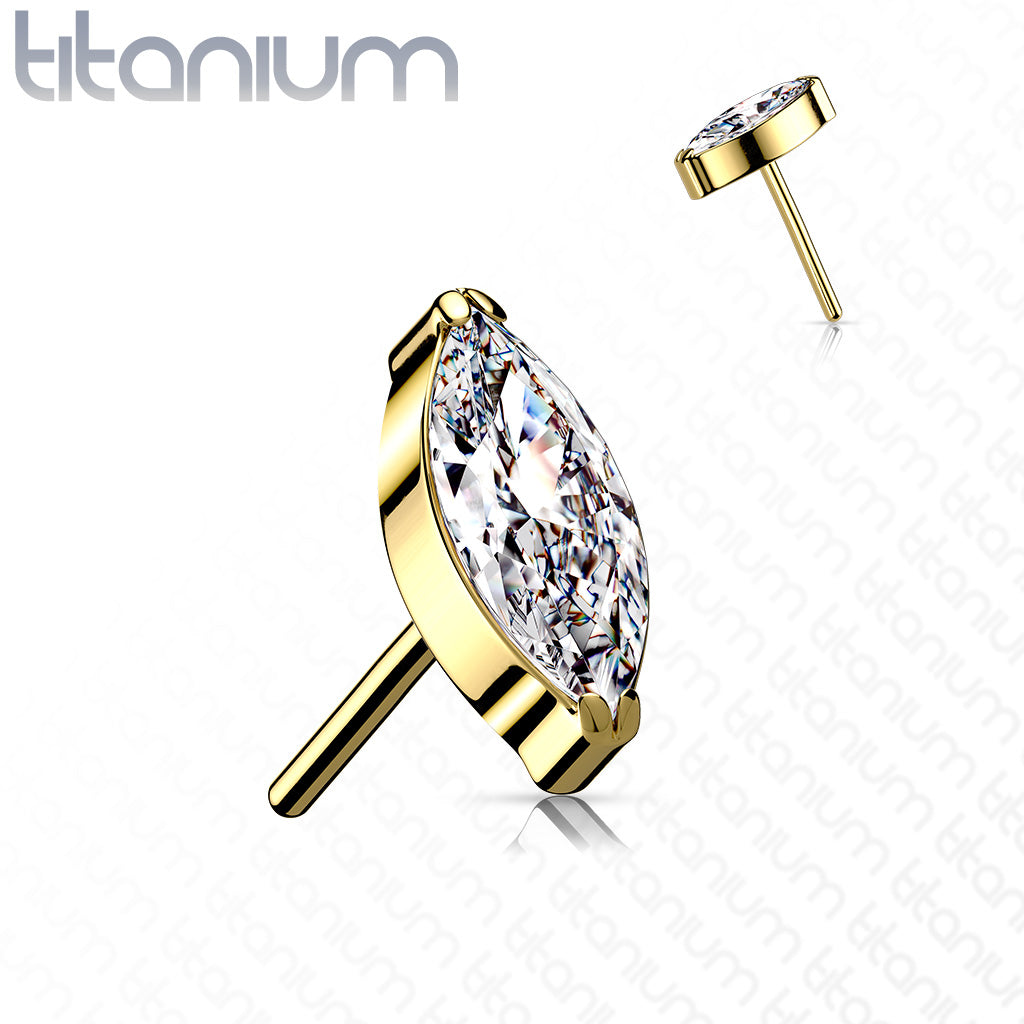 Marquise Gem | Titanium Threadless Top For Nose, Ears & Lip - Avanti Body Jewelry