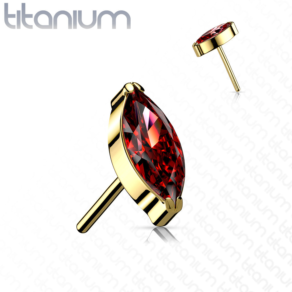 Marquise Gem | Titanium Threadless Top For Nose, Ears & Lip - Avanti Body Jewelry