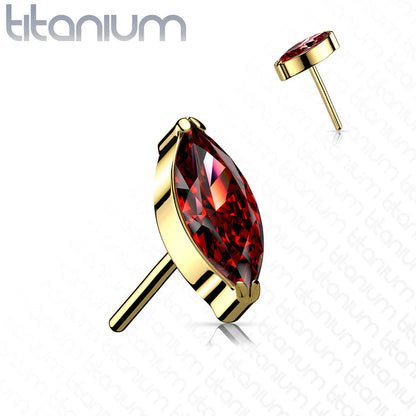 Marquise Gem | Titanium Threadless Top For Nose, Ears & Lip - Avanti Body Jewelry