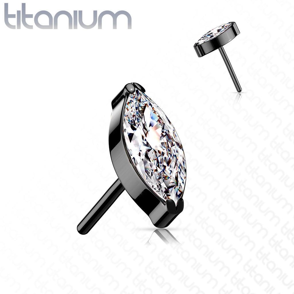 Marquise Gem | Titanium Threadless Top For Nose, Ears & Lip - Avanti Body Jewelry