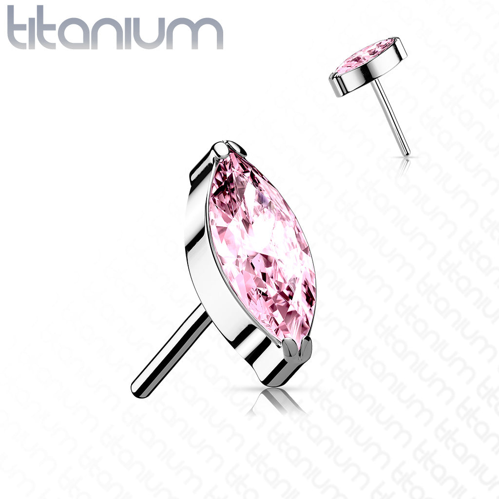 Marquise Gem | Titanium Threadless Top For Nose, Ears & Lip - Avanti Body Jewelry