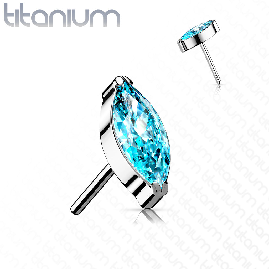 Marquise Gem | Titanium Threadless Top For Nose, Ears & Lip - Avanti Body Jewelry