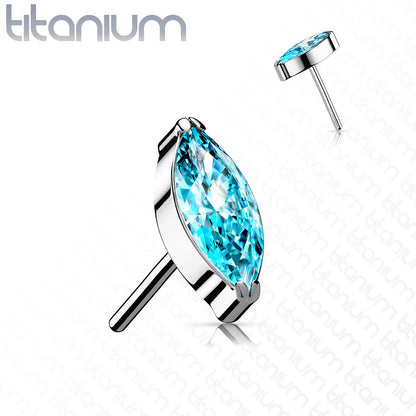Marquise Gem | Titanium Threadless Top For Nose, Ears & Lip - Avanti Body Jewelry