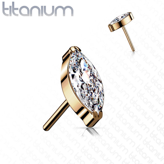 Marquise Gem | Titanium Threadless Top For Nose, Ears & Lip - Avanti Body Jewelry