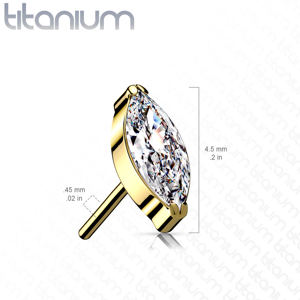 Marquise Gem | Titanium Threadless Top For Nose, Ears & Lip - Avanti Body Jewelry