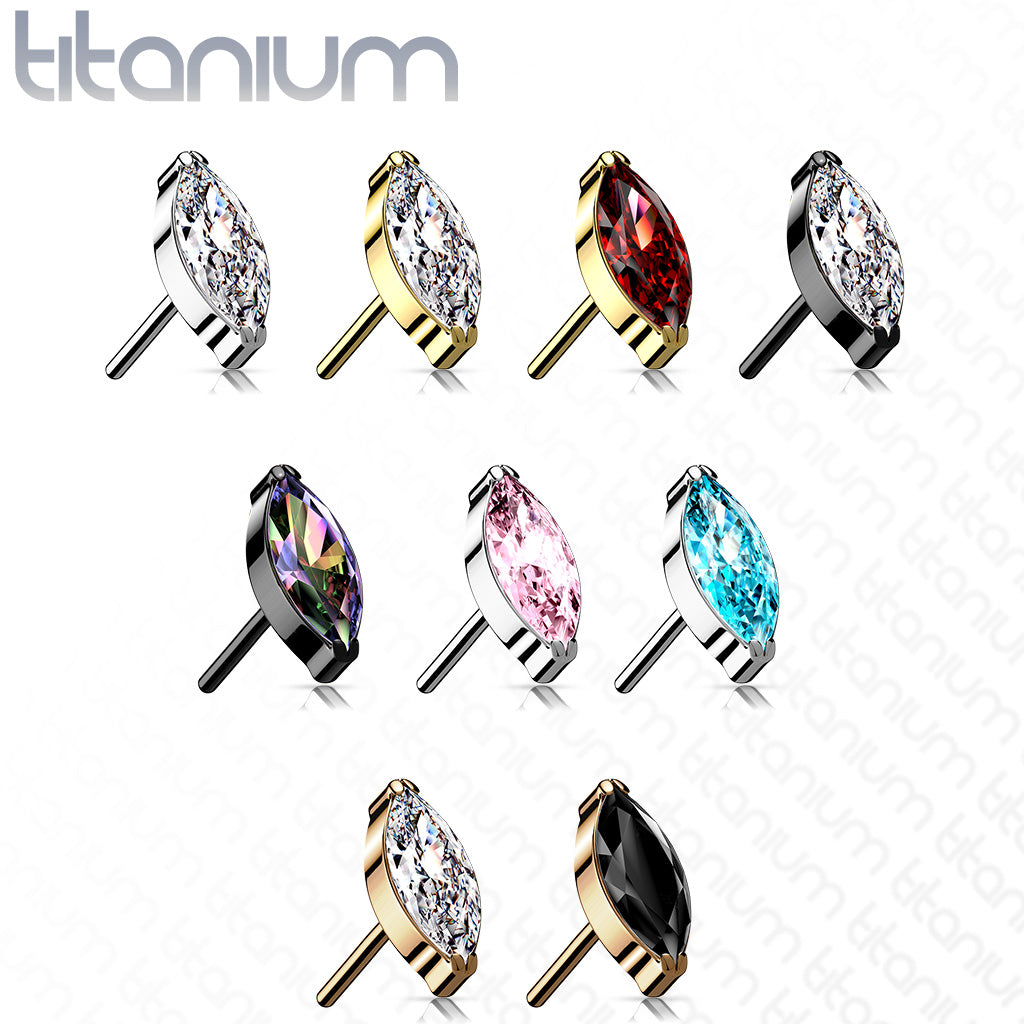 Marquise Gem | Titanium Threadless Top For Nose, Ears & Lip - Avanti Body Jewelry