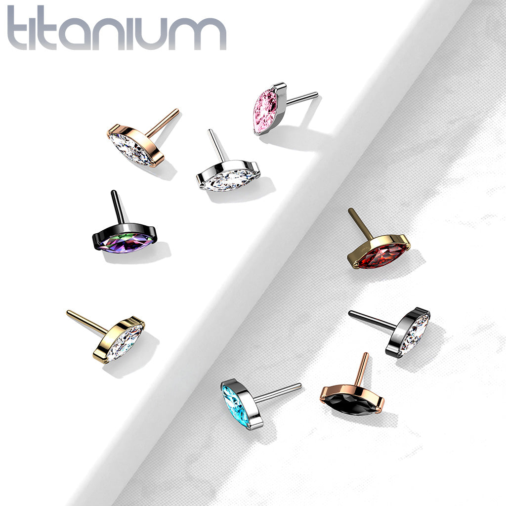 Marquise Gem | Titanium Threadless Top For Nose, Ears & Lip - Avanti Body Jewelry