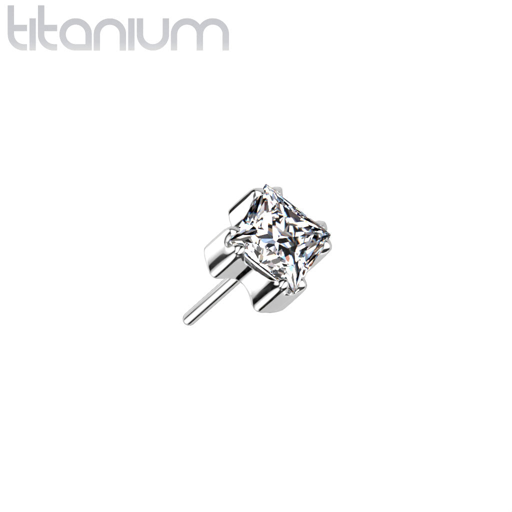 Square Princess Cut | Titanium Threadless Top For Nose, Ears & Lip - Avanti Body Jewelry