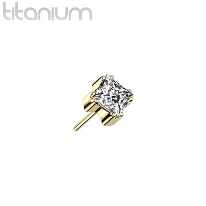 Square Princess Cut | Titanium Threadless Top For Nose, Ears & Lip - Avanti Body Jewelry