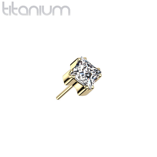 Square Princess Cut | Titanium Threadless Top For Nose, Ears & Lip - Avanti Body Jewelry