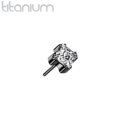 Square Princess Cut | Titanium Threadless Top For Nose, Ears & Lip - Avanti Body Jewelry