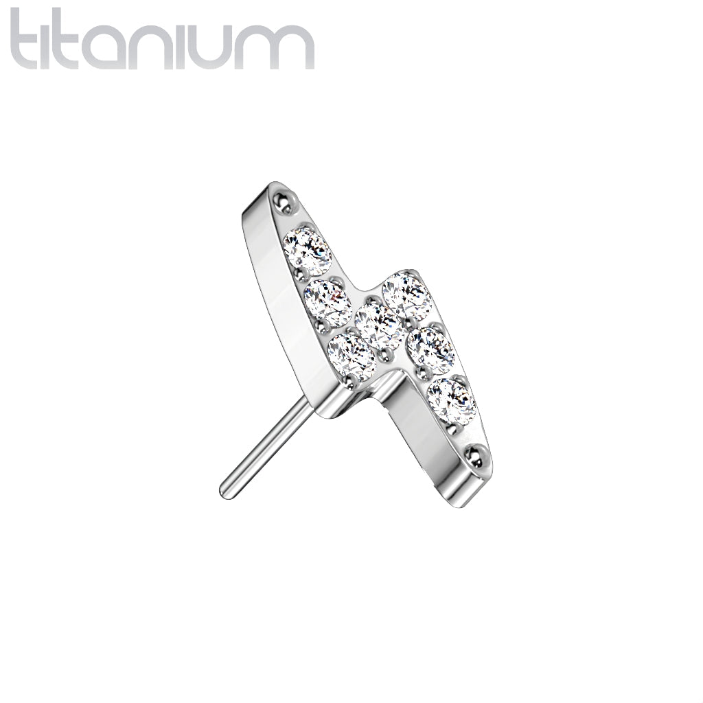 Lightning Bolt w/ Gems | Titanium Threadless Top For Nose, Ears & Lip - Avanti Body Jewelry