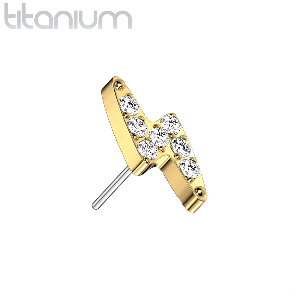 Lightning Bolt w/ Gems | Titanium Threadless Top For Nose, Ears & Lip - Avanti Body Jewelry