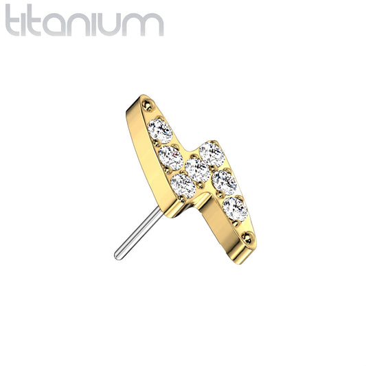Lightning Bolt w/ Gems | Titanium Threadless Top For Nose, Ears & Lip - Avanti Body Jewelry
