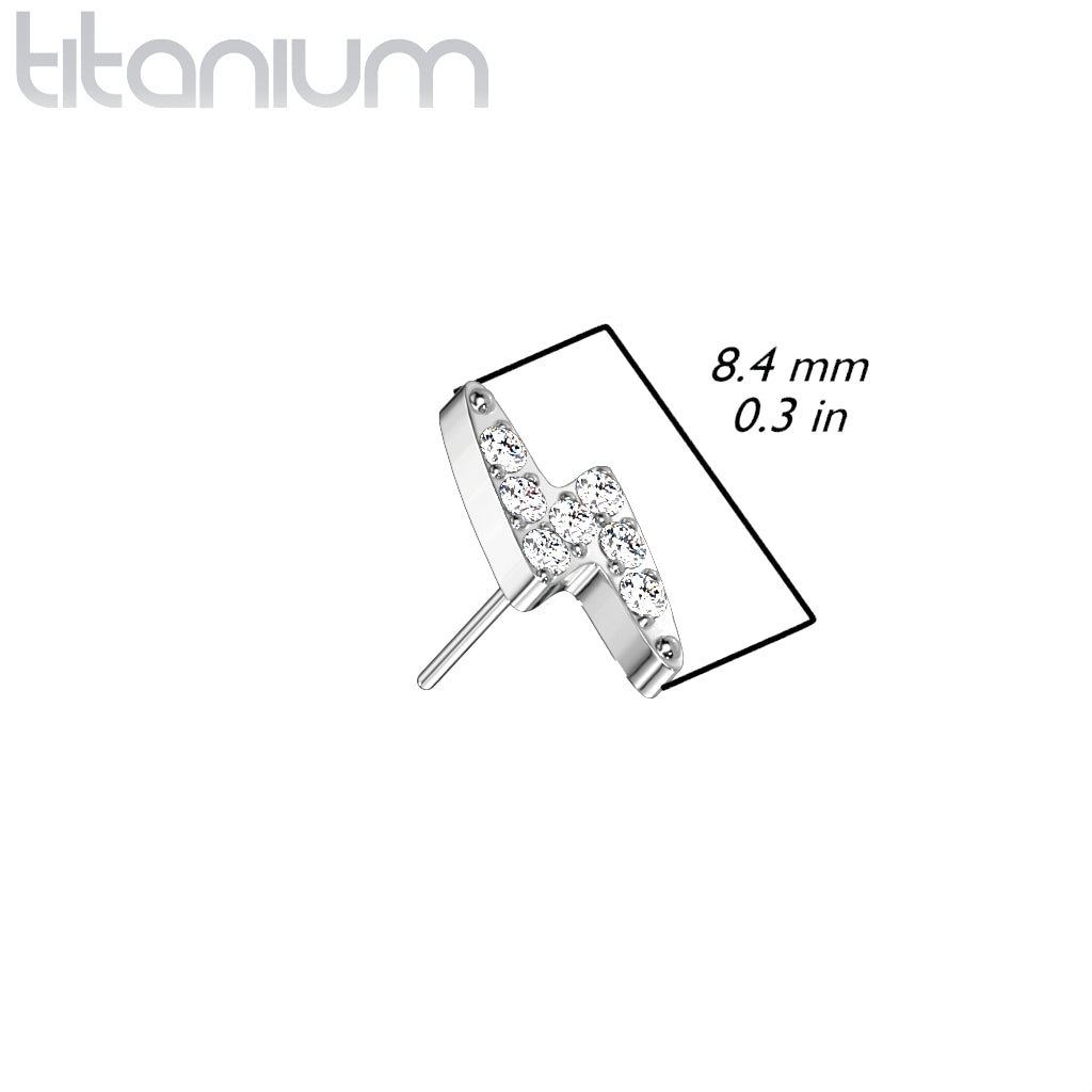 Lightning Bolt w/ Gems | Titanium Threadless Top For Nose, Ears & Lip - Avanti Body Jewelry