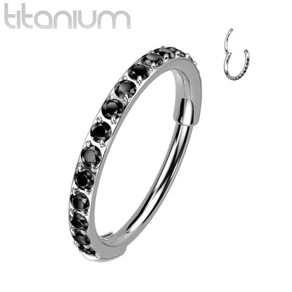 Hinged Ring Eternity Gem | Titanium Clicker Segment Hoop Ring - Avanti Body Jewelry