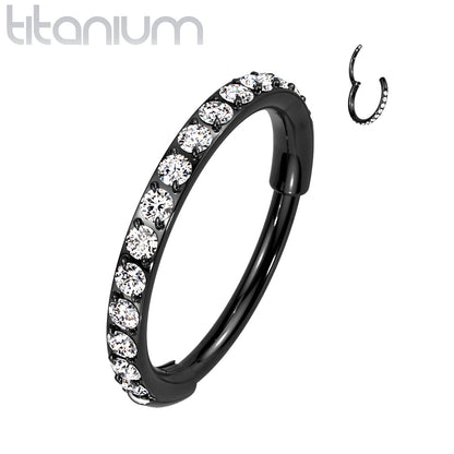 Hinged Ring Eternity Gem | Titanium Clicker Segment Hoop Ring - Avanti Body Jewelry