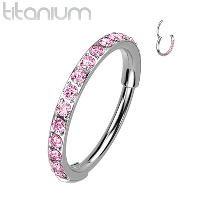 Hinged Ring Eternity Gem | Titanium Clicker Segment Hoop Ring - Avanti Body Jewelry