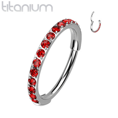 Hinged Ring Eternity Gem | Titanium Clicker Segment Hoop Ring - Avanti Body Jewelry
