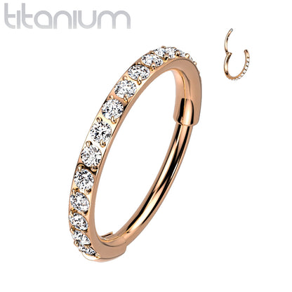 Hinged Ring Eternity Gem | Titanium Clicker Segment Hoop Ring - Avanti Body Jewelry
