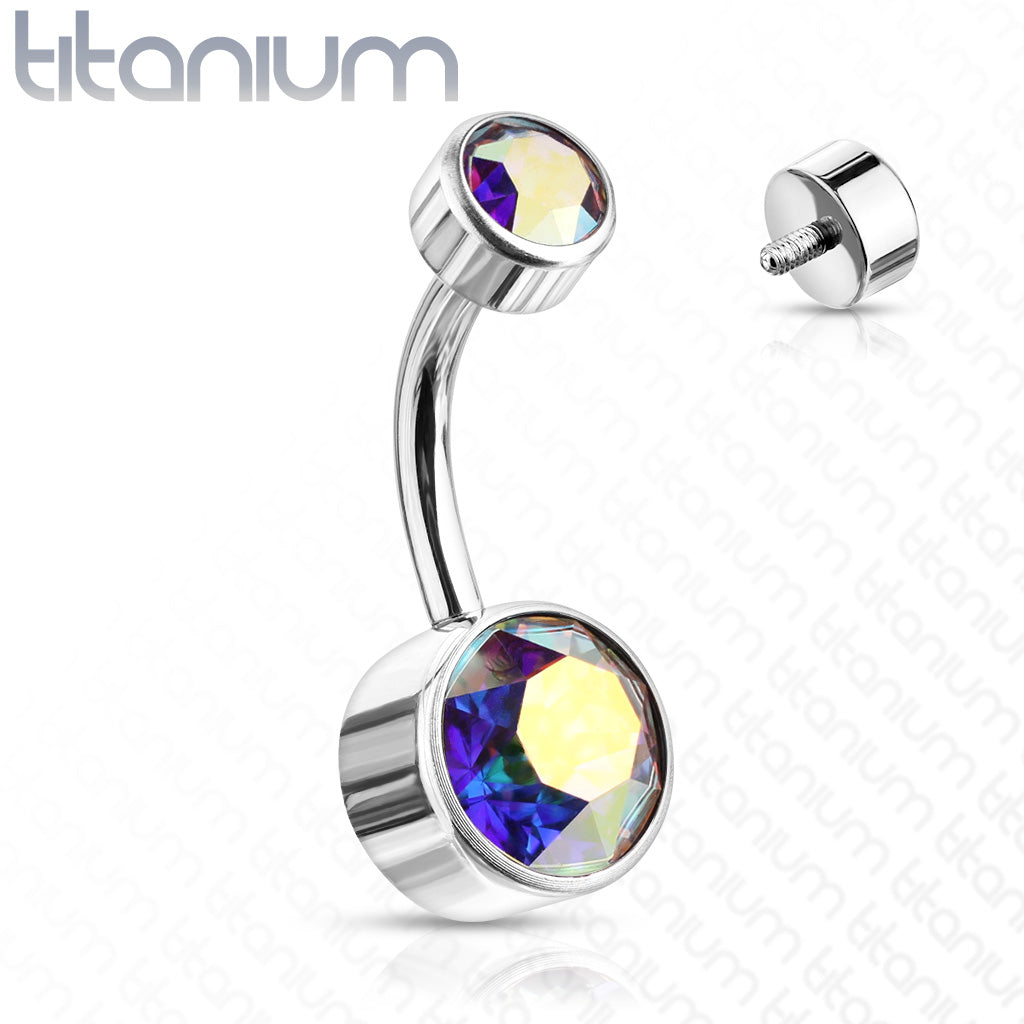 Titanium Bezel Gem Belly / Navel Ring - Avanti Body Jewelry