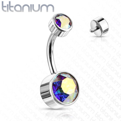 Titanium Bezel Gem Belly / Navel Ring - Avanti Body Jewelry