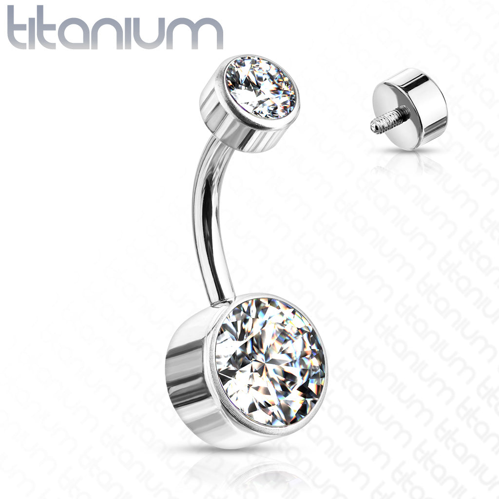 Titanium Bezel Gem Belly / Navel Ring - Avanti Body Jewelry