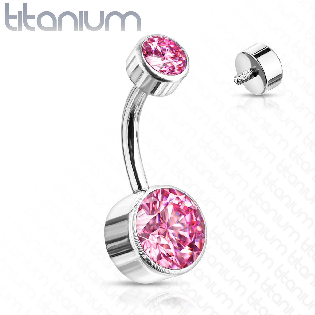 Titanium Bezel Gem Belly / Navel Ring - Avanti Body Jewelry